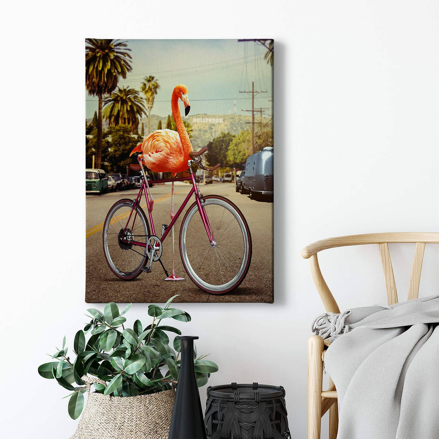 home24 Flamingo Impossible wanddecoratie, roze, 50 x 70 cm