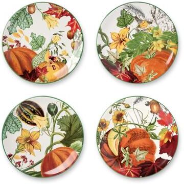 "Certified International Harvest Fields 9"" Salad/Dessert Plates, Set of 4 Assorted Designs"