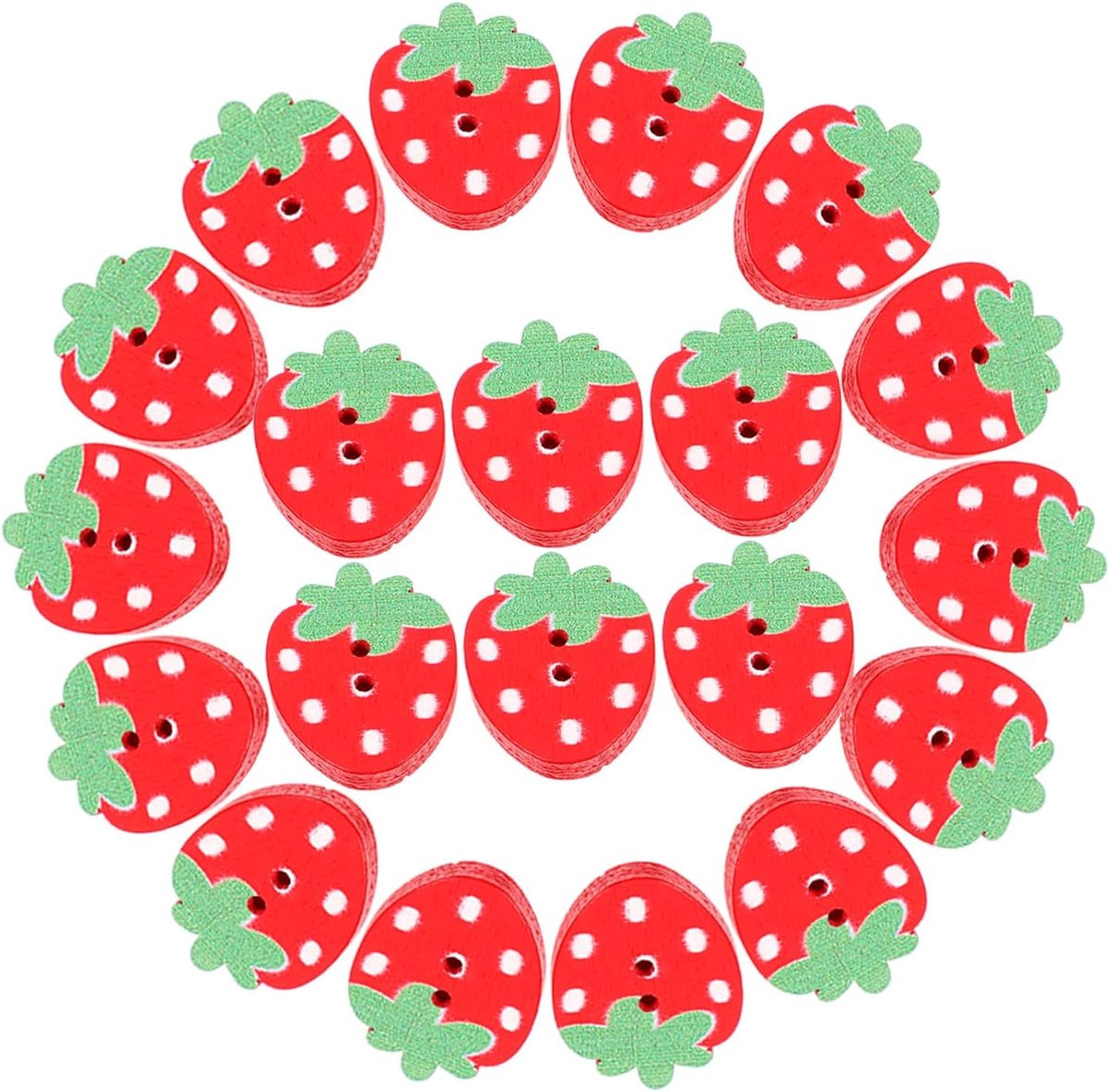 Houten Aardbei Knopen voor Kleding Decoratie - Rood - 50 Stuks