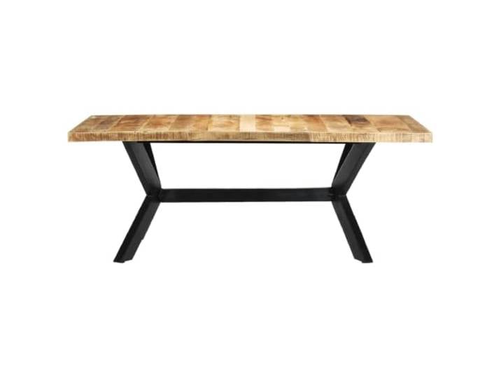 HBBMGYD Esstisch, 200 x 100 x 75 cm, Mangoholz, massiv Robustes Mangoholz, braune oder goldene Streifen, Füße aus Stahl, Rahmen aus Kreuz, einfache Montage