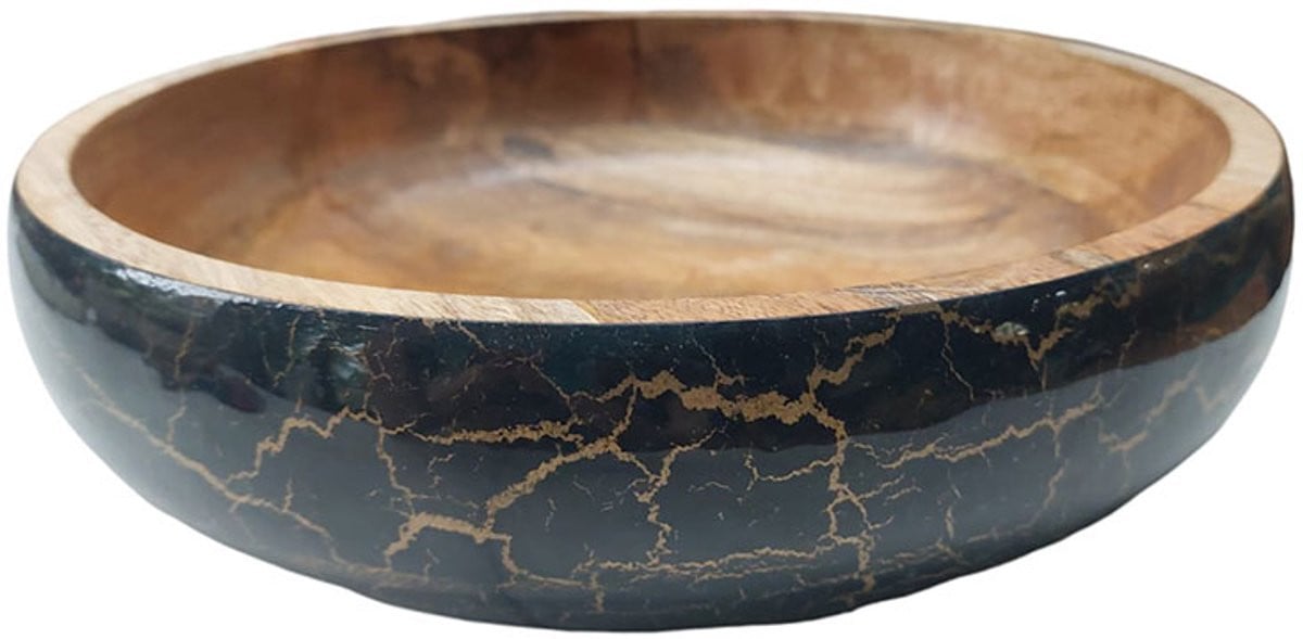 Floz Design luxe houten schaal van hout en keramiek - 29 cm