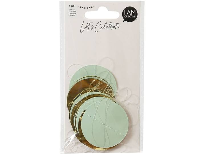 Girlande I am creative mint/gold Karton B 9 cm