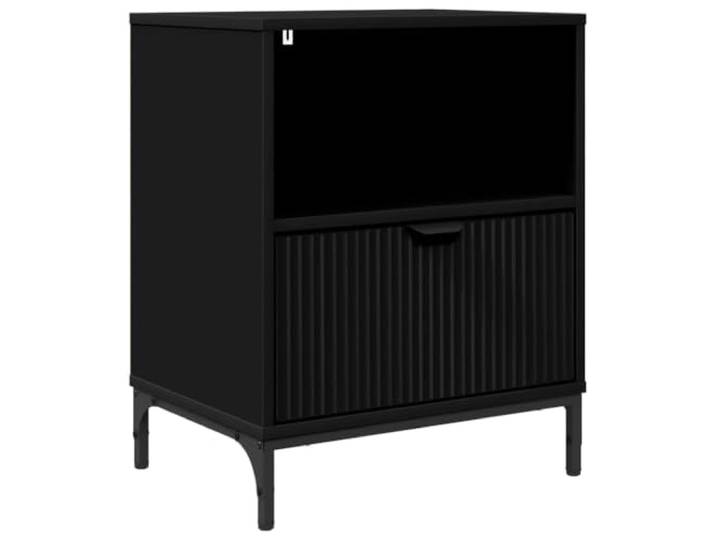 GHVBNMF Nachttisch Schwarz mit Schublade 49x36x61 cm Beistelltisch Kompakter Schrank für Schlafzimmer und Wohnraum mit Metallbeinen und Fach bietet ordentliche Ablage neben dem Bett