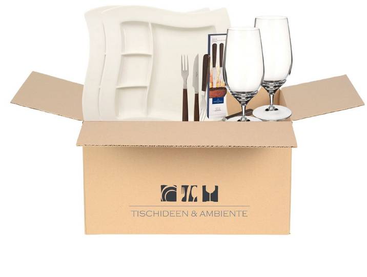 Villeroy & Boch Geschirr-Set Geschenkbox Männerabend Pils 6tlg, Premium Porcelain / Edelstahl / Glas