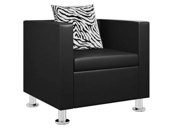 GHVBNMF Lounge Sessel Kunstleder Schwarz mit Kissen 70x62,5x63 cm Eleganter Polstersessel fürs Wohnzimmer mit bequemem Kissen, robustem Kunstlederbezug und 110 kg Tragkraft.