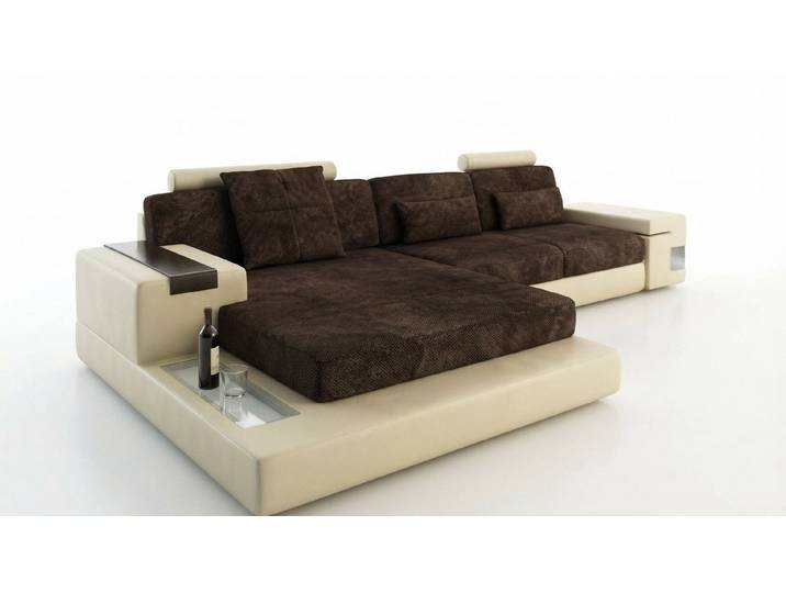 JVmoebel Ecksofa LForm Wohnlandschaft XXL Textil Leder mit USB-Anschluss, Made in Europa