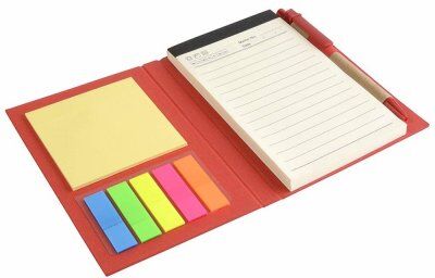 Block Notes Cartoncino con Penna, Elastico Colorato e Adesivi Personalizzate o neutre