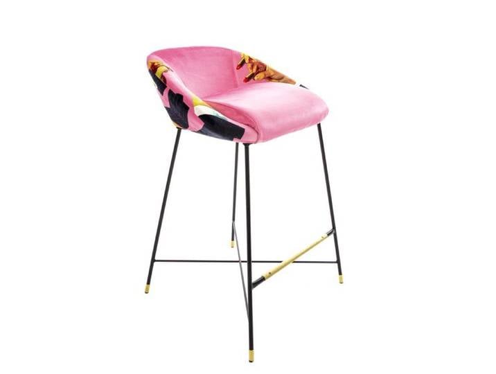 SELETTI tabouret rembourré TOILETPAPER STOOL (Pink Lipsticks - Tissu en polyester, Structure en bois, polyuréthane et métal)