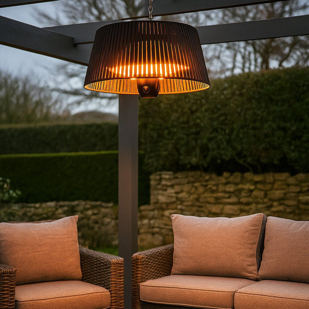 Latitude Run Electric Hanging Patio Heater Matte Black 30cm H X 63cm W X 14cm D