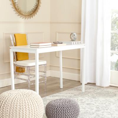 SAFAVIEH Duke 43.3-Inch Metal Desk, White, Modern