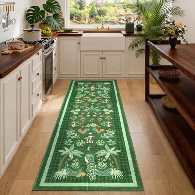 Garvee Machine Washable Animal Botanical Print Area Rug