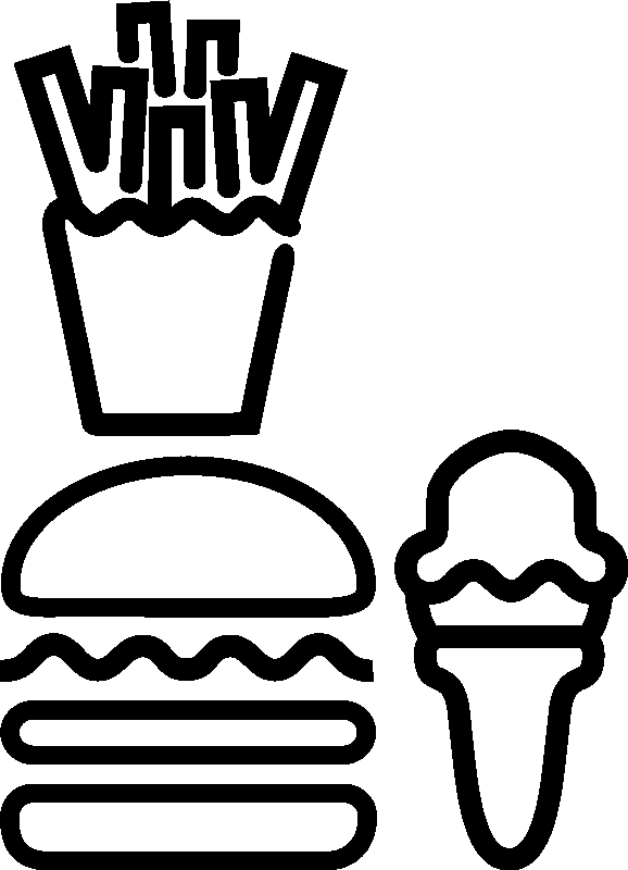 NC Sticker cuisine Frite, hamburger, glace