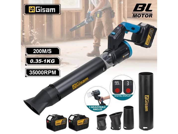 Souffleur Électrique Sans Balais Gisam Turbo 35000 tr/min, Souffleur d'Air Portable pour Feuilles et Poussière, Compatible avec Batteries Makita 18V