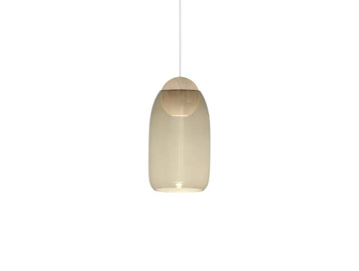 Mater Liuku Ball Pendelleuchte Rauchglas, Linde matt lackiert