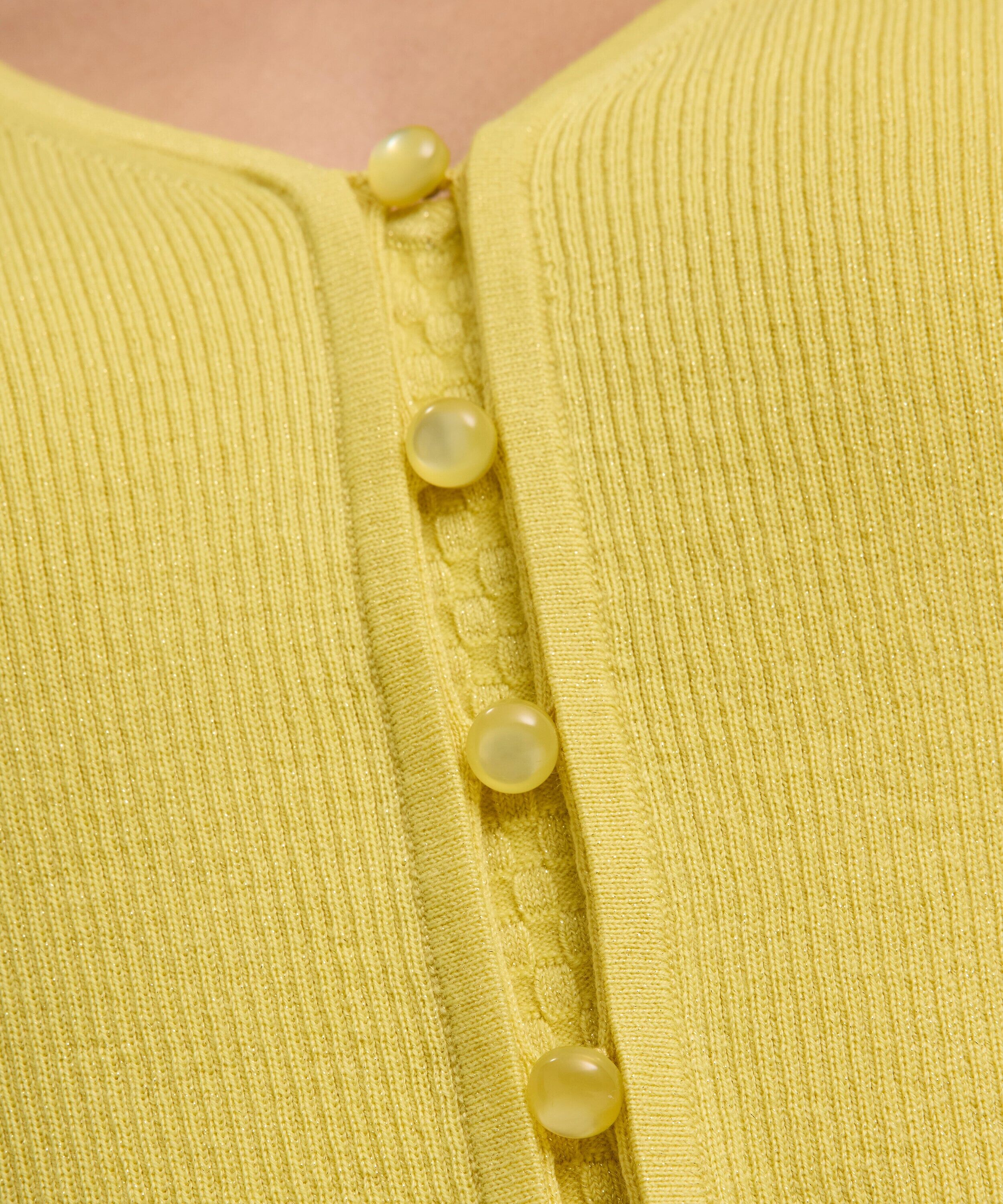 Cardigan FALKE "FALKE Cardigan", Damen, Gr. M, gelb (vanilla (1360)), Strickjacken Cardigan