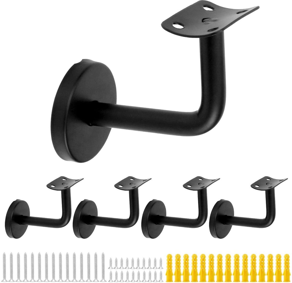 Dailygoods Leuningbeugel Set van 5, Roestvrij Staal, Zwart, Wandmontage