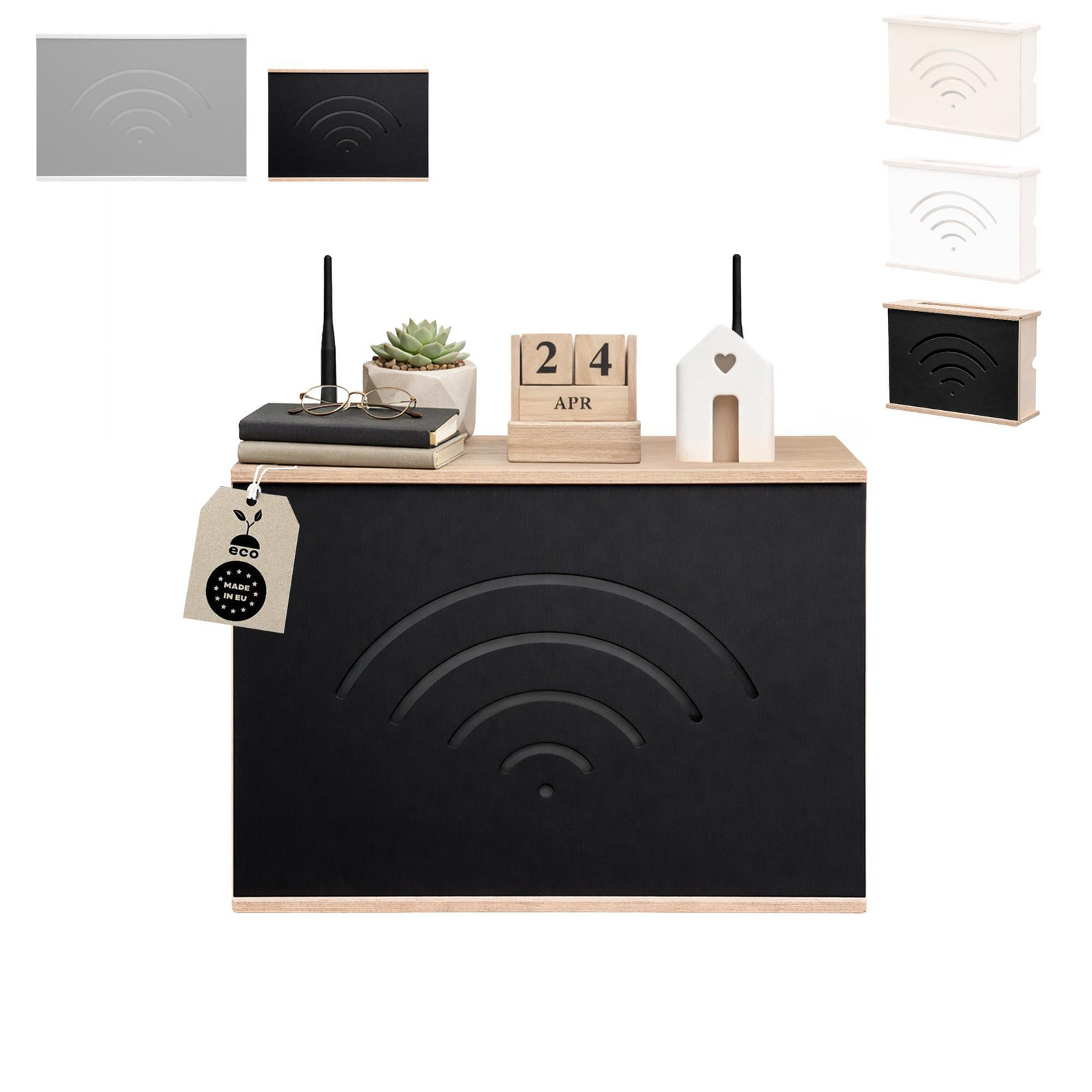 MOE UHANE Afdekking voor Wi-Fi router en organizer met verschuifbare afdekking voor wandmontage