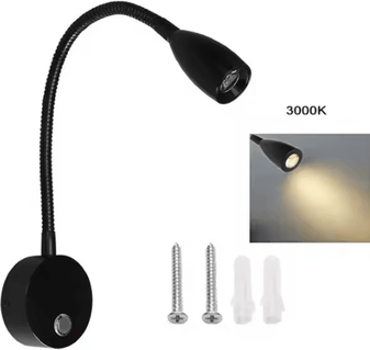 Inspire Curations 12V 24V Dimmable RV Reading Light With USB C Charger black 3000k