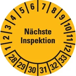 Dreifke® Prüfplakette Nächste Inspektion 28-33, gelb, Dokumentenfolie, Ø 20mm, 36 Stk.