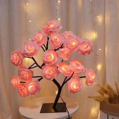 Inspired Finds GlowBloom USB LED Rose Tree Table Lamp pink 2pcs