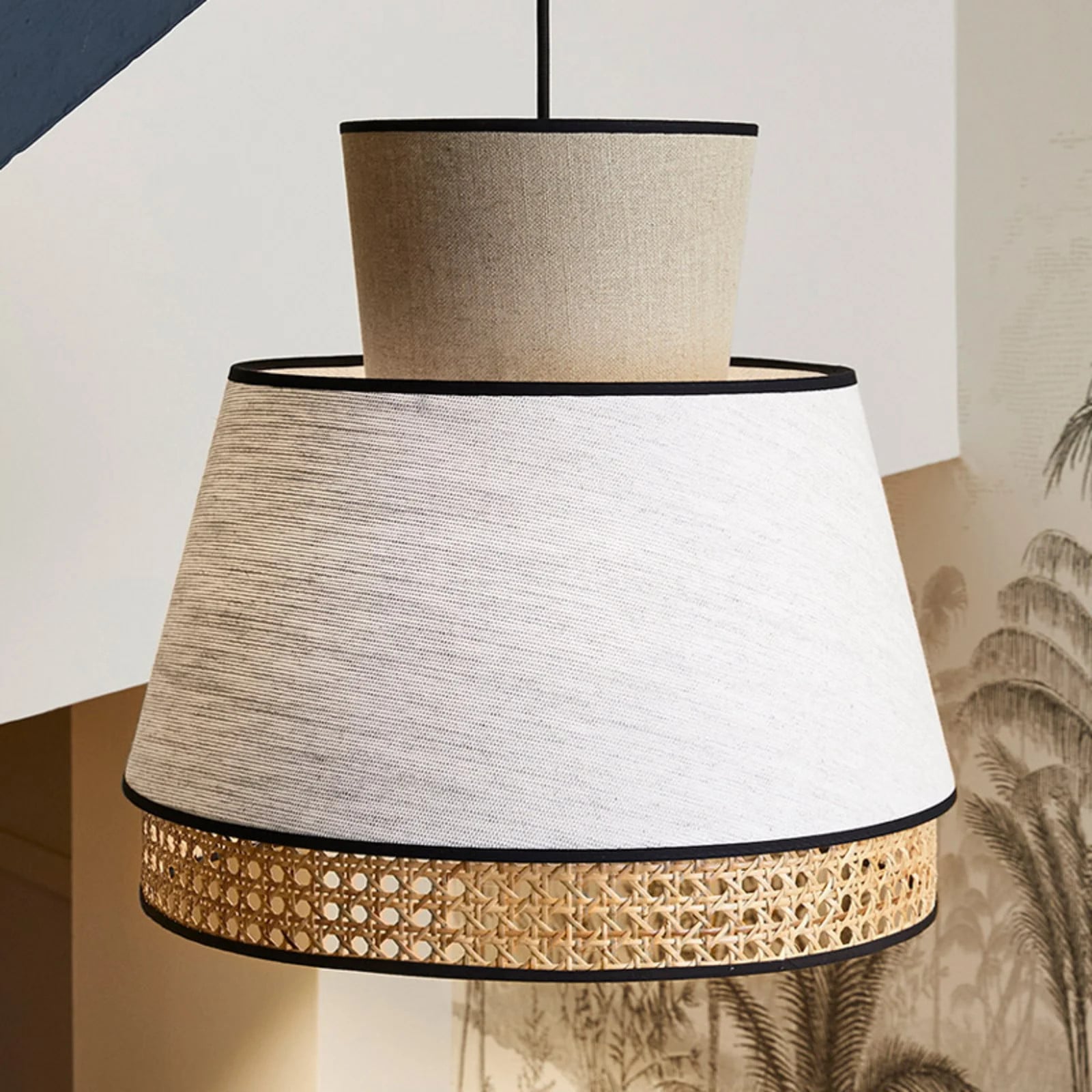 MARKET SET Singapour M hanglamp, nude, stoffen designerlamp voor woonkamer, keuken, slaapkamer of eetkamer