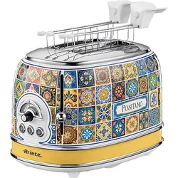 ARIETE 0155PO/02 Positano mit Sandwichzangen Toaster Mehrfarbig gemustert (815 Watt, Schlitze: 2)