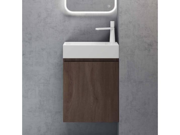 doporro Petit Meuble Sous Vasque Chêne et Vasque 46cm Ensemble de 2 Pièces de Meuble de Salle de Bain Design Pisa02