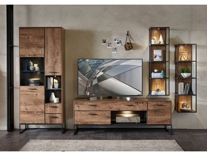 Wohn-Concept Manhattan TV-/Wohnwand Holzwerkstoff/Metall