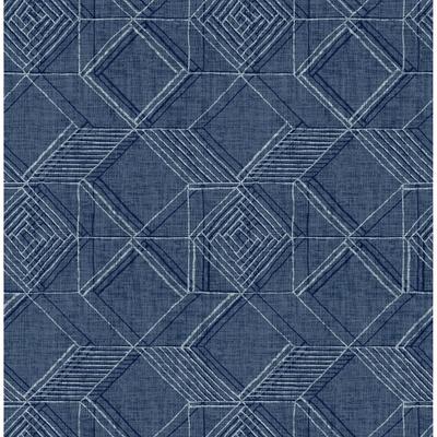 A-Street Prints Moki Blue Lattice Geometric Wallpaper