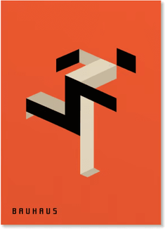 Inspire Picks Abstract Bauhaus Orange Wall Art Modern Geometric Sunrise Bicycle Poster 18 40x60cm No Frame