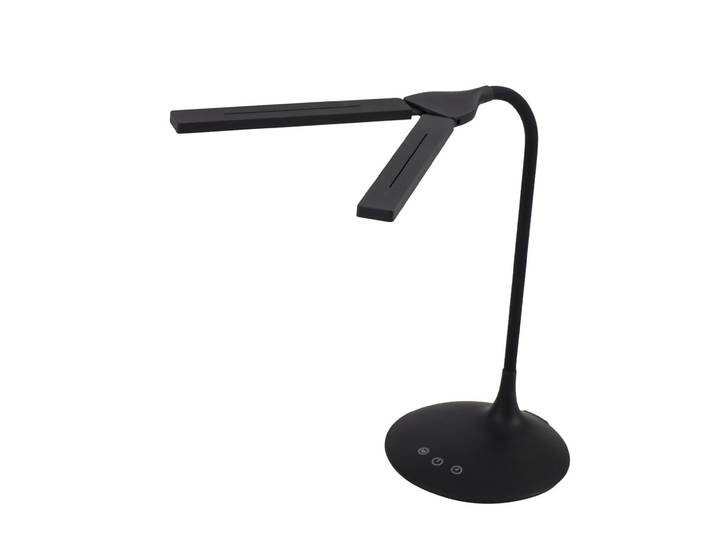 Alba Lampe de bureau Twin - Led intégrée - 6W - Rechargeable par USB - 2 têtes orientables - Noir
