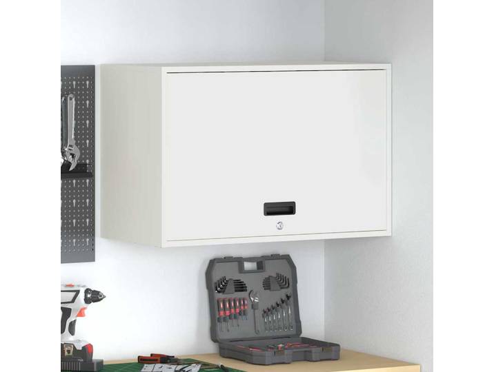 vidaXL Wandschrank für die Garage mit Gasdrucklift-Tür Weiß