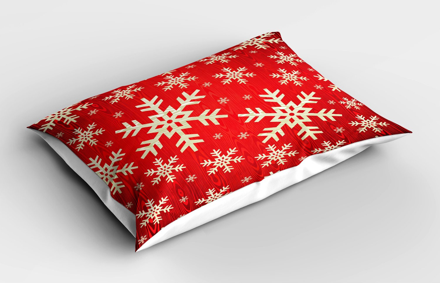 ABAKUHAUS Snowflake Kussensloop met Kerst Winter Illustratie in Vermiljoen Crème, 75 x 50 cm