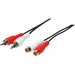 LOGILINK CA1037 - Cinch Kabel, 2x Cinch Stecker auf 2x Cinch Buchse, 5 m