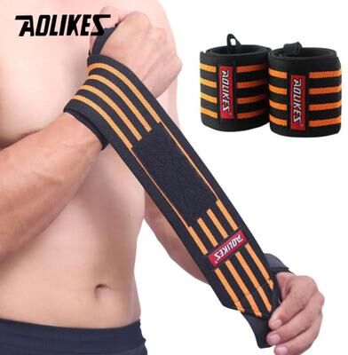 Inspired Living AOLIKES Weightlifting Wrist Wraps With Thumb Loop For Strength Training And Wrist Support type A orange