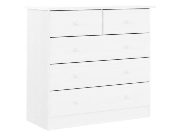 XHNIFBN Kommode ALTA Massivholz Kiefer Weiß 77x35x73 cm Vielseitiger Beistellschrank mit 5 Schubladen für Wohnzimmer und Flur, gefertigt aus stabilem Kiefernholz.