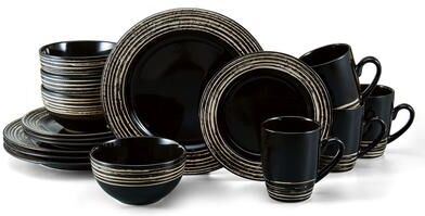 Pfaltzgraff Bryson Black 16-Piece Dinnerware Set, Service for 4 - 16PC