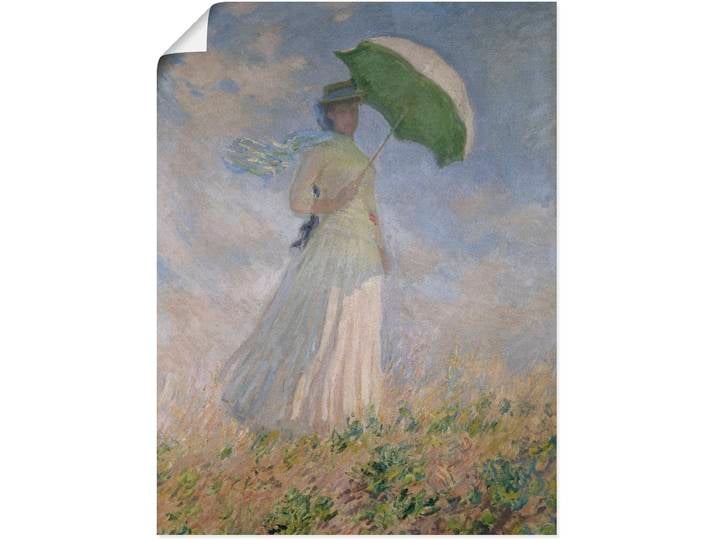 Poster ARTLAND Frau mit Sonnenschirm, Susanne Hoschedé , blau (farbe bild(er): blau), B:60cm H:80cm, Bilder, Poster, ohne Rahmen