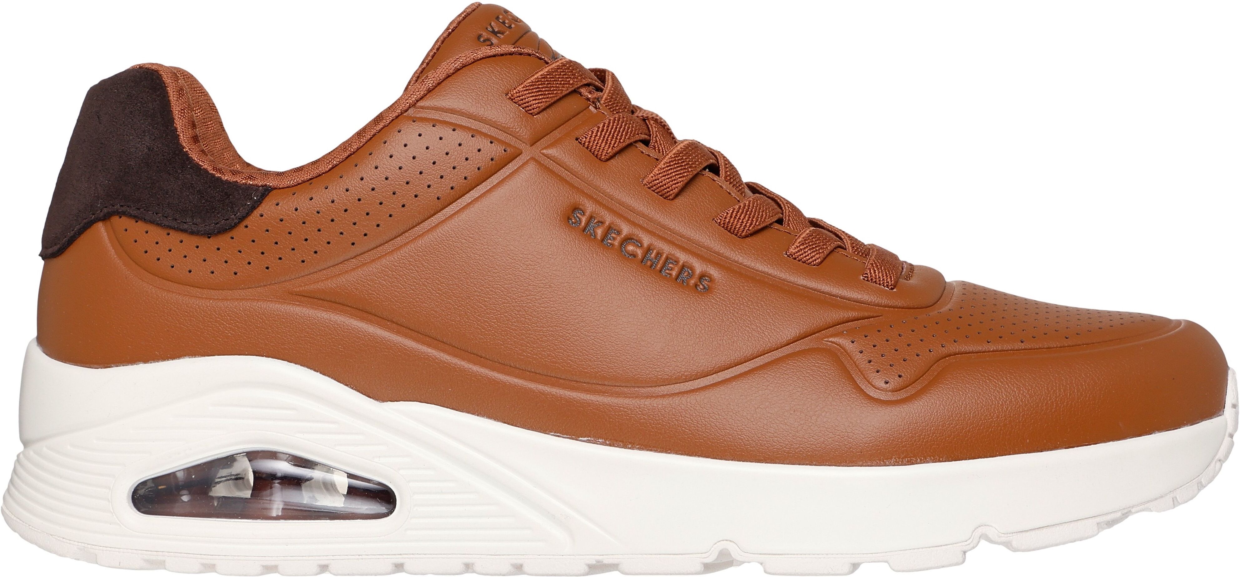 Sneaker SKECHERS "Harry Kane - Off Pitch Collection: Uno - Harry Kane Air", Herren, Gr. 45, braun, Lederimitat, Textil, Schuhe Sneaker, Schnürschuh signiert vom weltbekannten Fussballstar Harry Kane braun 45