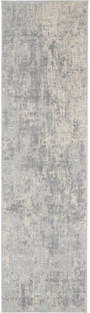 Mistana Genevrier Abstract Area Rug Ivory/Silver Runner 66 x 230cm
