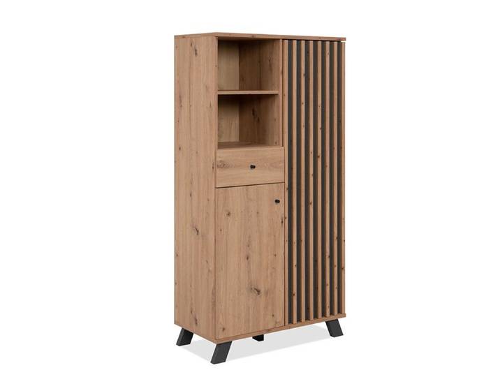 Buffet haut 2 portes 1 tiroir coloris chêne/anthracite Medan