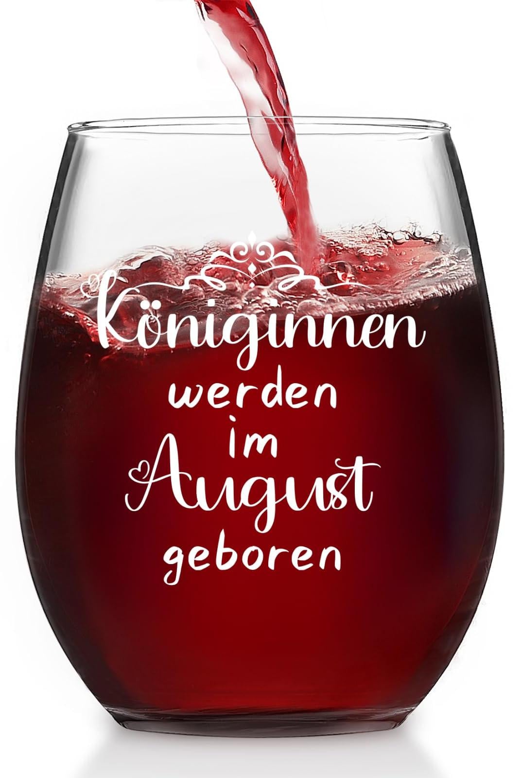 Dripio Wijnglas met gravure Koninkinnen in augustus 450 ml
