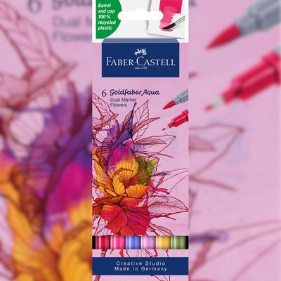 FABER-CASTELL Faber Castell Aqua Dual Marker Gofa 0,4 mm Blumen 6er
