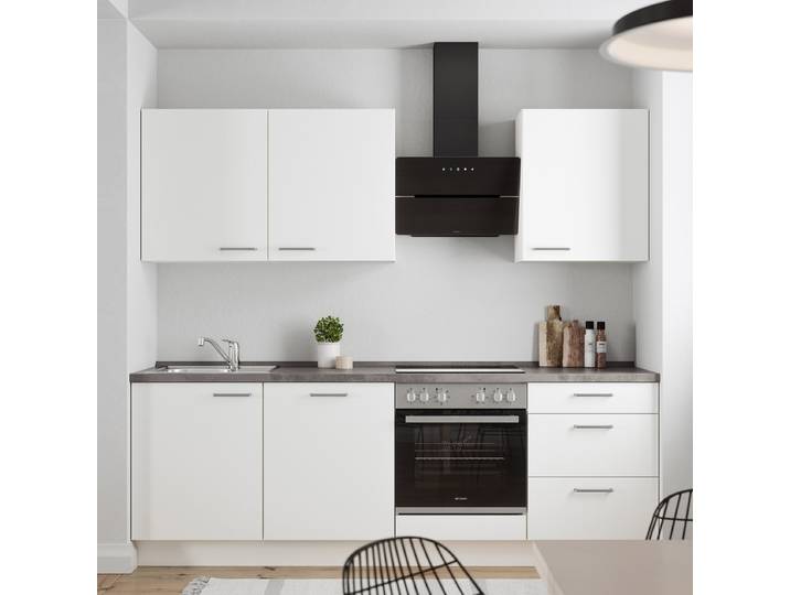 Küchenzeile High-Line Touch Variante C 240cm Ausrichtung rechts Weiß/Alpinweiß/Schiefergrau Laurus