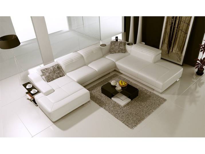 JVmoebel Ecksofa Weißes Leder-Ecksofa mit orangefarbenem Korpus und hoher Polsterung, Made in Europa