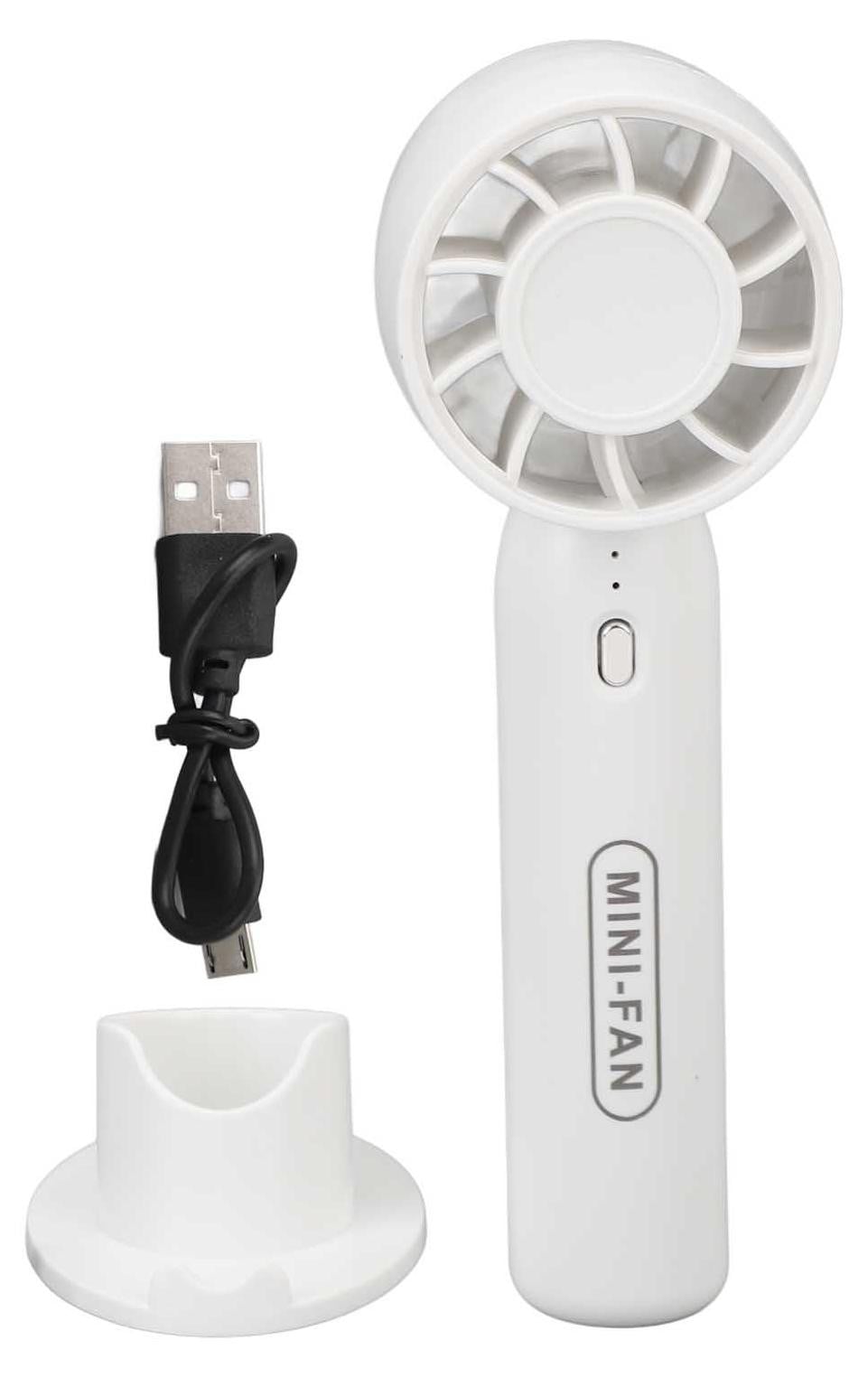 Gistuch Draagbare handventilator, USB-oplaadbaar, 3 snelheden, wit