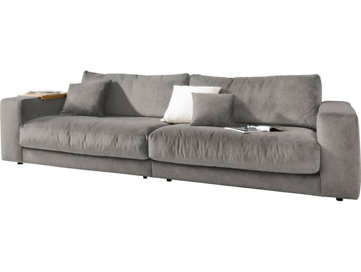 Big-Sofa, Polyester, Grau, 290×127 cm, Inkl. Flatterkissen, Modern, Candy-Polstermöbel