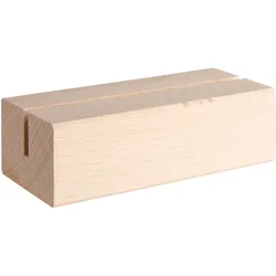 Kartenhalter aus Holz, Sockel für variables Stecksystem MODUL gerader Einsteckschlitz | 100 mm | Buchenholz