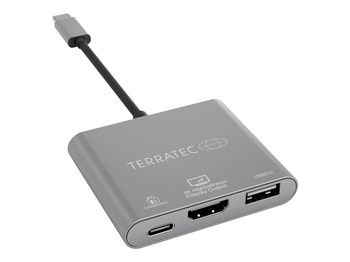 Terratec Connect C3 USB-C naar USB-C PD HDMI en USB 3.0 Hub in Aluminium