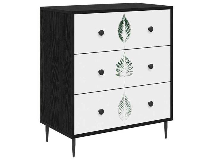 Noir Commode HANAU Imprimé feuilles vertes 66 x 36 5 x 76 cm(VIDAXL)_30862